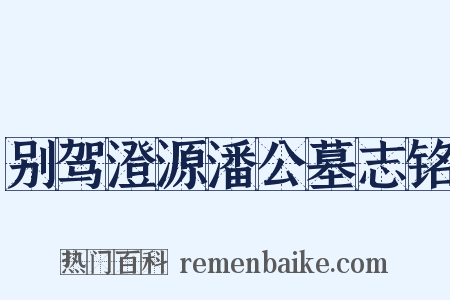 别驾澄源潘公墓志铭是什么意思的图片